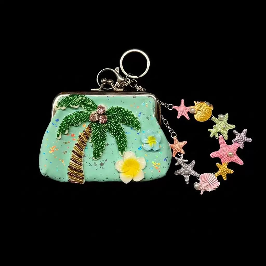4" handmade summer ocean coin pouch, 5-pcs