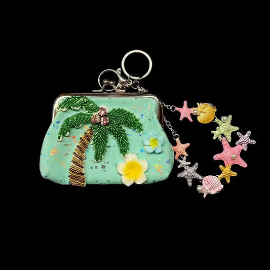 4" handmade summer ocean coin pouch, 5-pcs