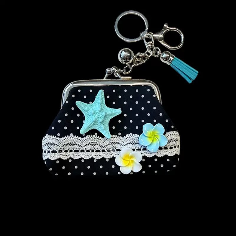 3" handmade summer polka dot coin pouch, 5-pcs