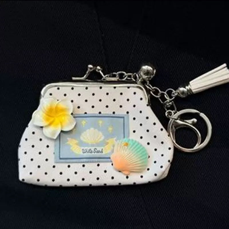 3" handmade summer polka dot coin pouch, 5-pcs