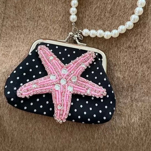 3" handmade summer polka dot coin pouch, 5-pcs