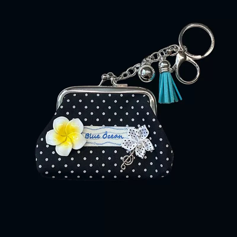 3" handmade summer polka dot coin pouch, 5-pcs