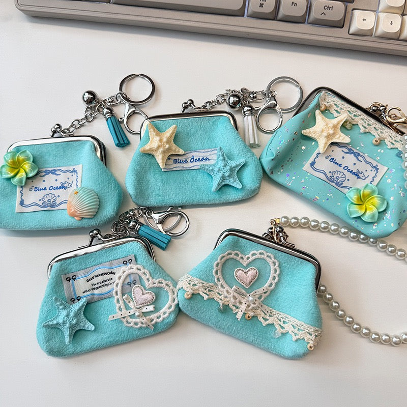 3" handmade summer plush coin pouch, 5-pcs