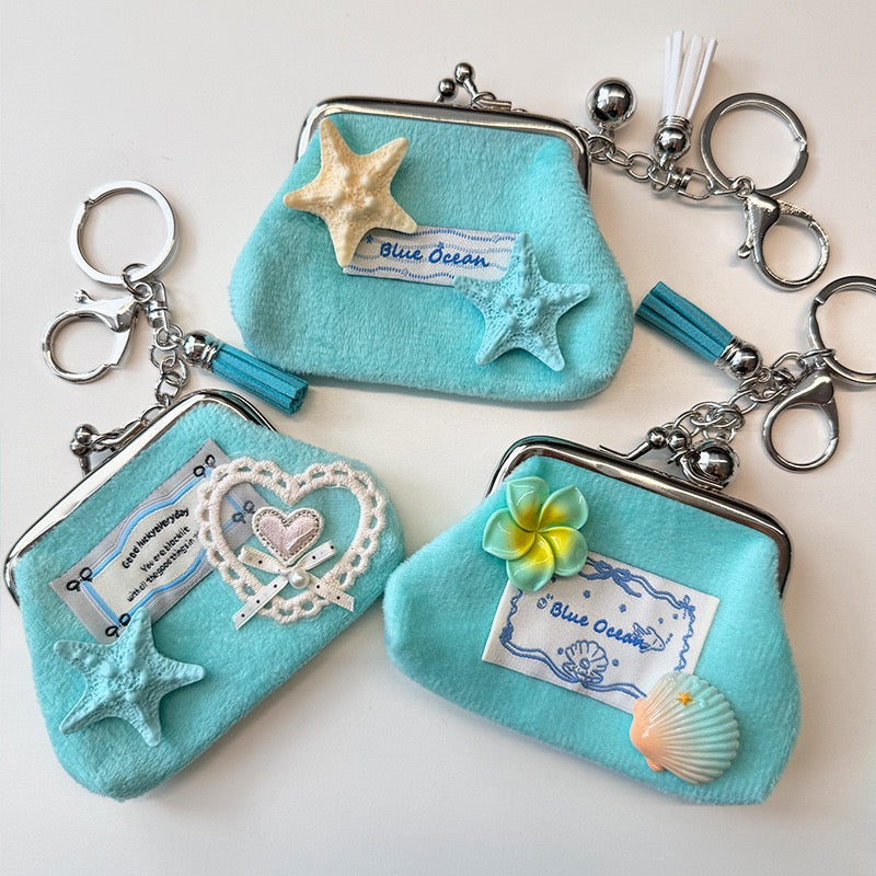 3" handmade summer plush coin pouch, 5-pcs