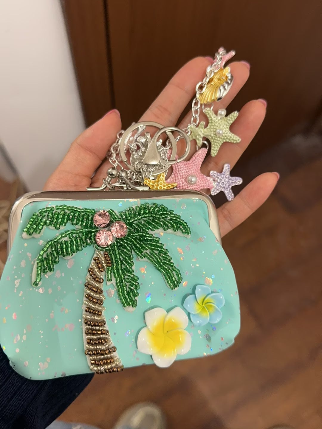4" handmade summer ocean coin pouch, 5-pcs