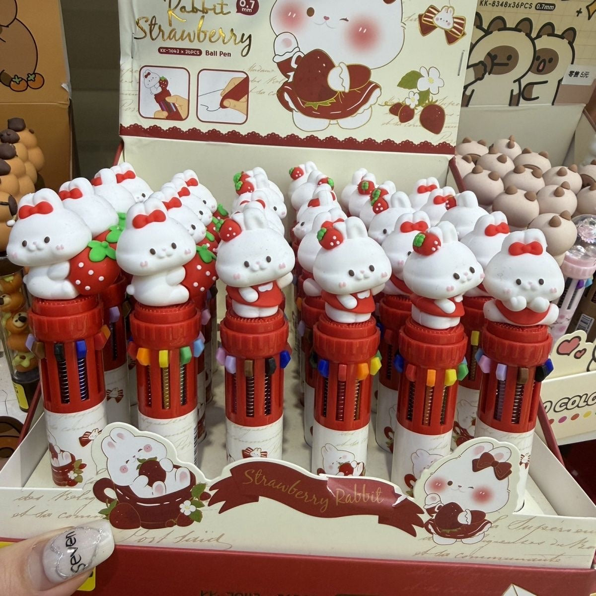 Strawberry Rabbit Ten Color Ballpoint Pen, 36-pcs