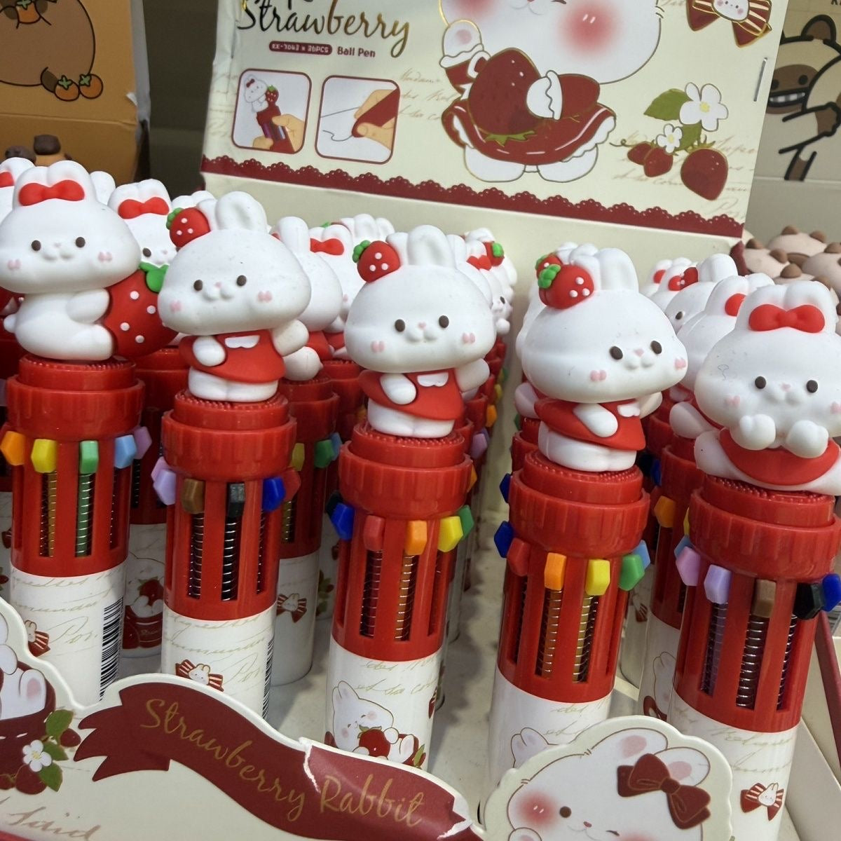 Strawberry Rabbit Ten Color Ballpoint Pen, 36-pcs