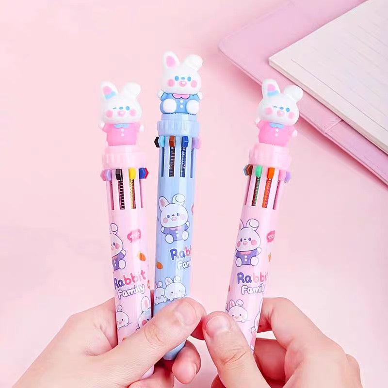 Bunny Duo Ten Color Ballpoint Pen, 36-pcs