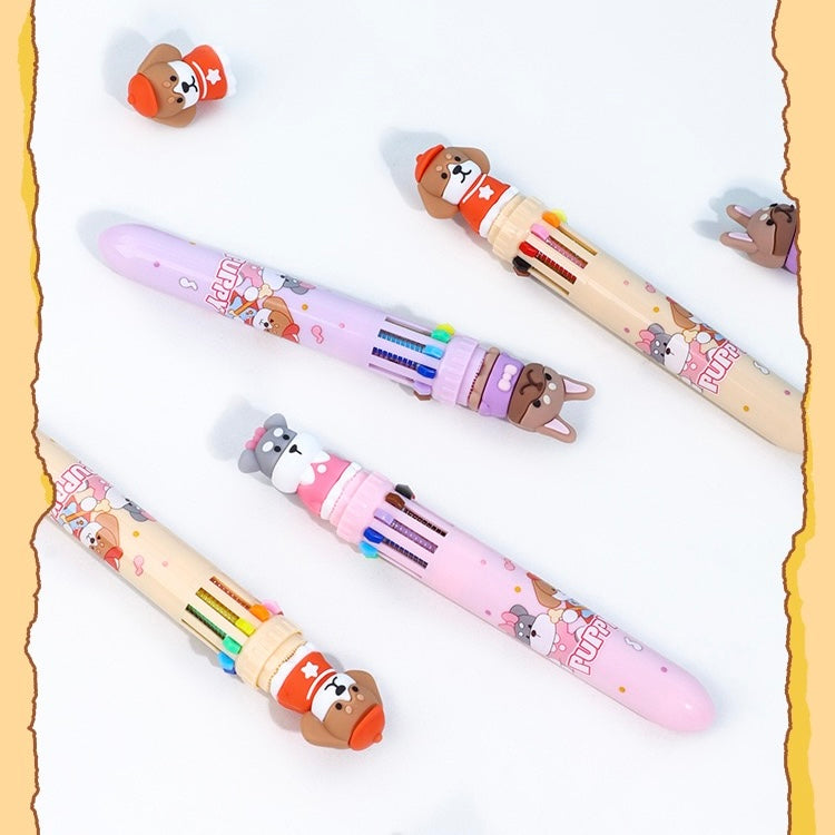 Puppy Party Ten Color Ballpoint Pen, 36-pcs