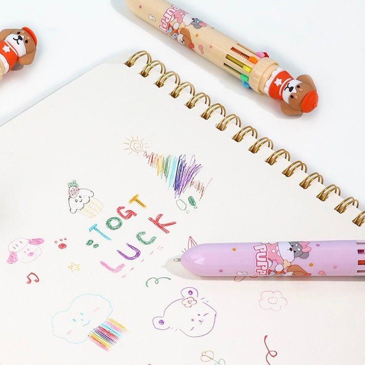Puppy Party Ten Color Ballpoint Pen, 36-pcs