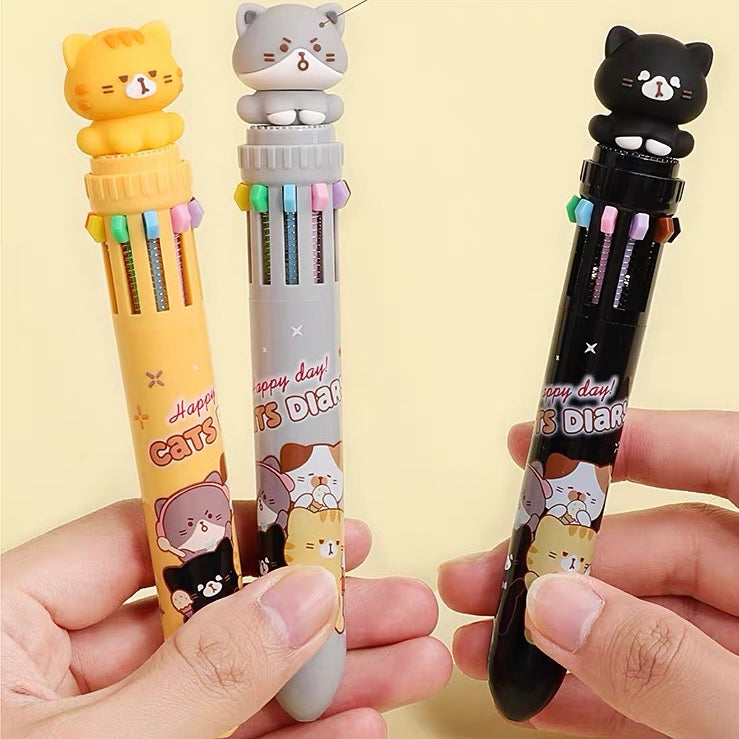 Daily Kitty Ten Color Ballpoint Pen, 36-pcs
