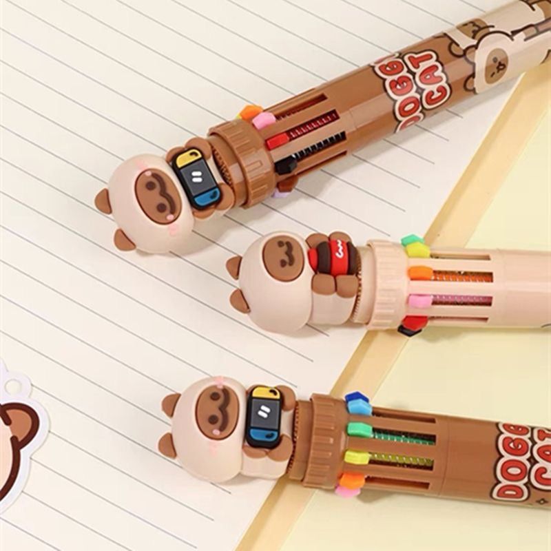 Doggy Cat Ten Color Ballpoint Pen, 36-pcs