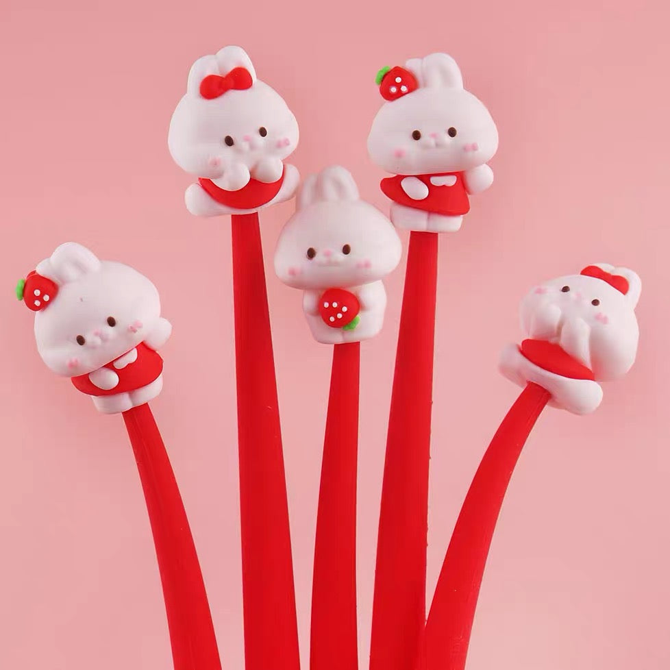 Strawberry Bunny Wiggle Pen, 24-pcs