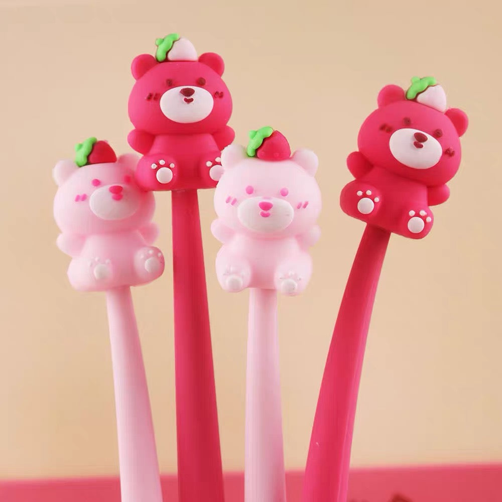 Strawberry Bear Wiggle Pen, 24-pcs