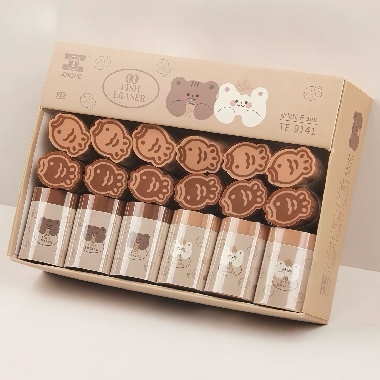 Cute Fish Eraser Set, 48-pcs/set