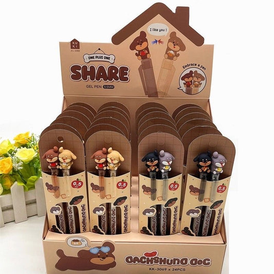 Dachshund Dog Sharing Pen, 24-cards