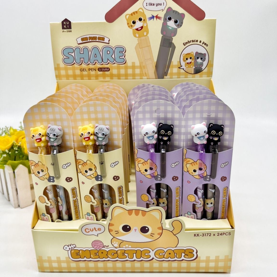 Energetic Cat Sharing Pen, 24-cards