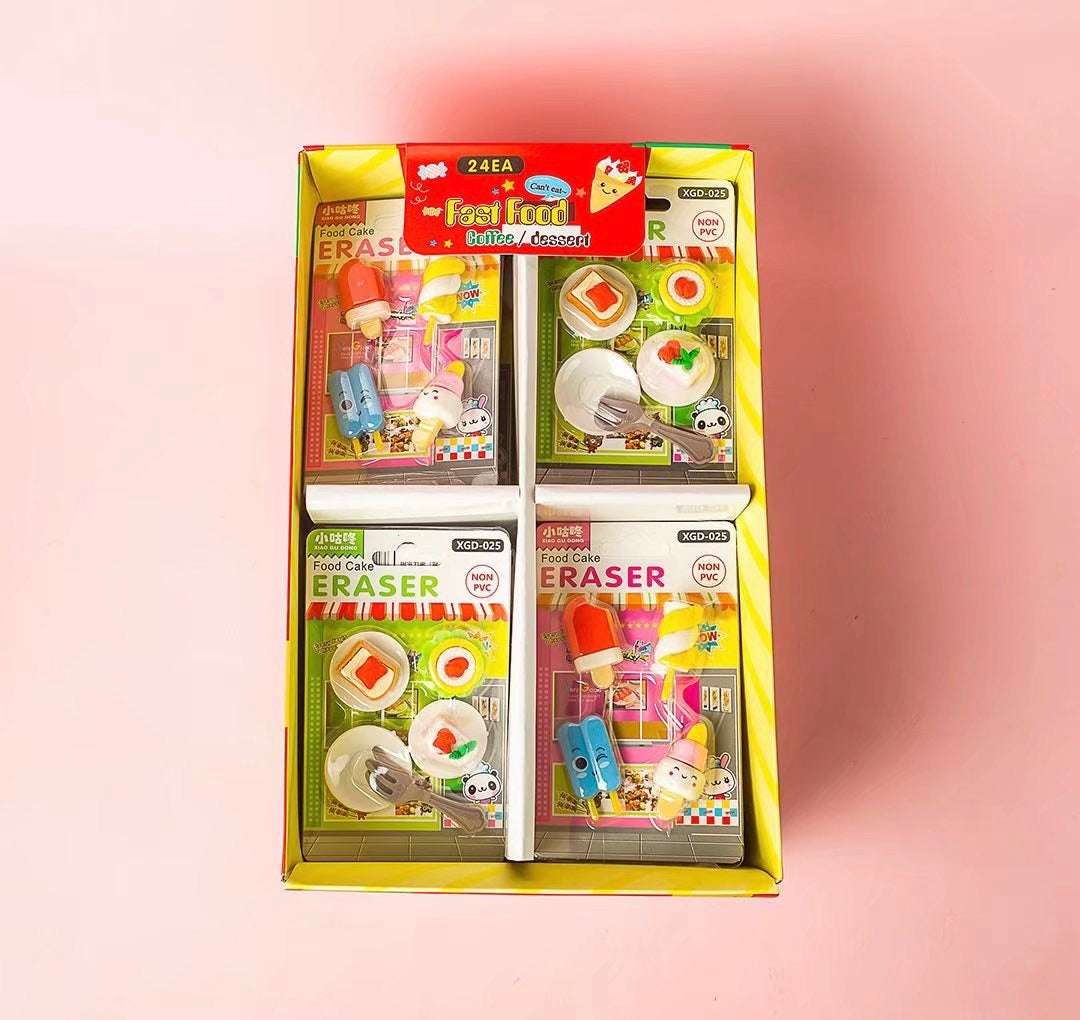 Novelty Themed Eraser, 24-cards