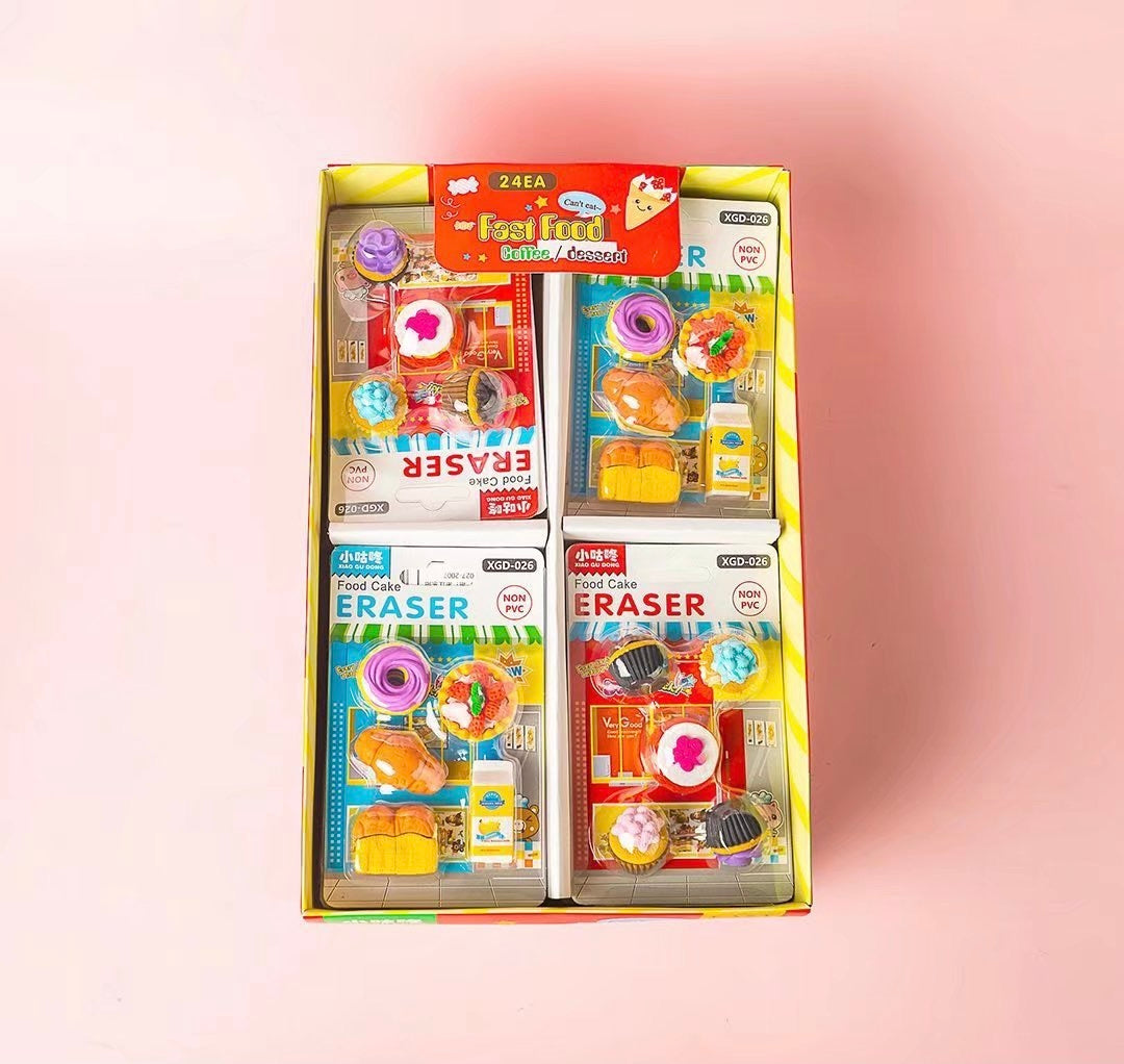 Novelty Themed Eraser, 24-cards