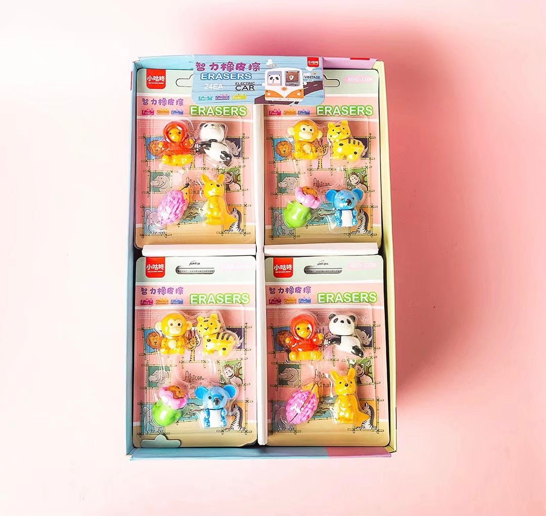 Novelty Animals Eraser, 24-cards