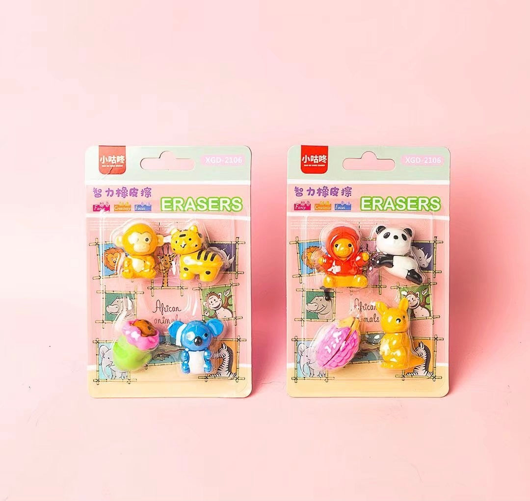 Novelty Animals Eraser, 24-cards