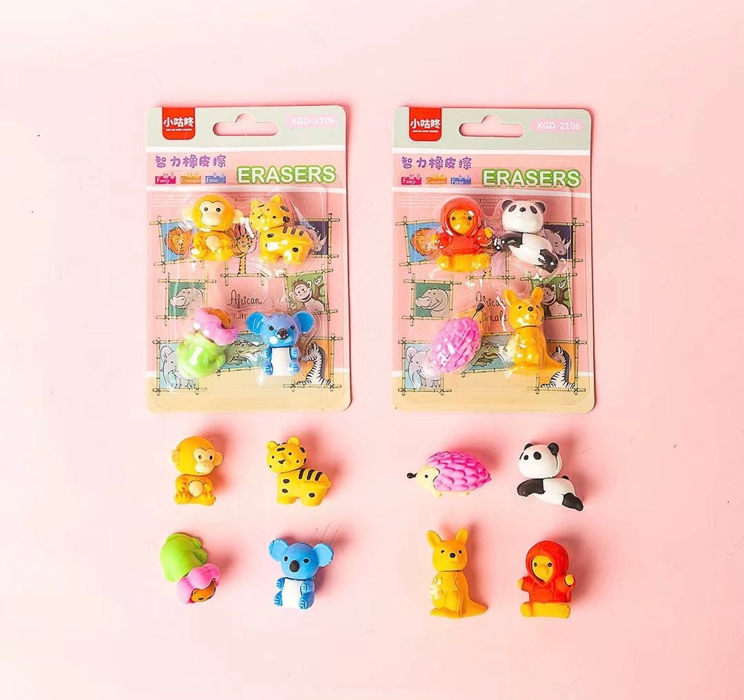 Novelty Animals Eraser, 24-cards