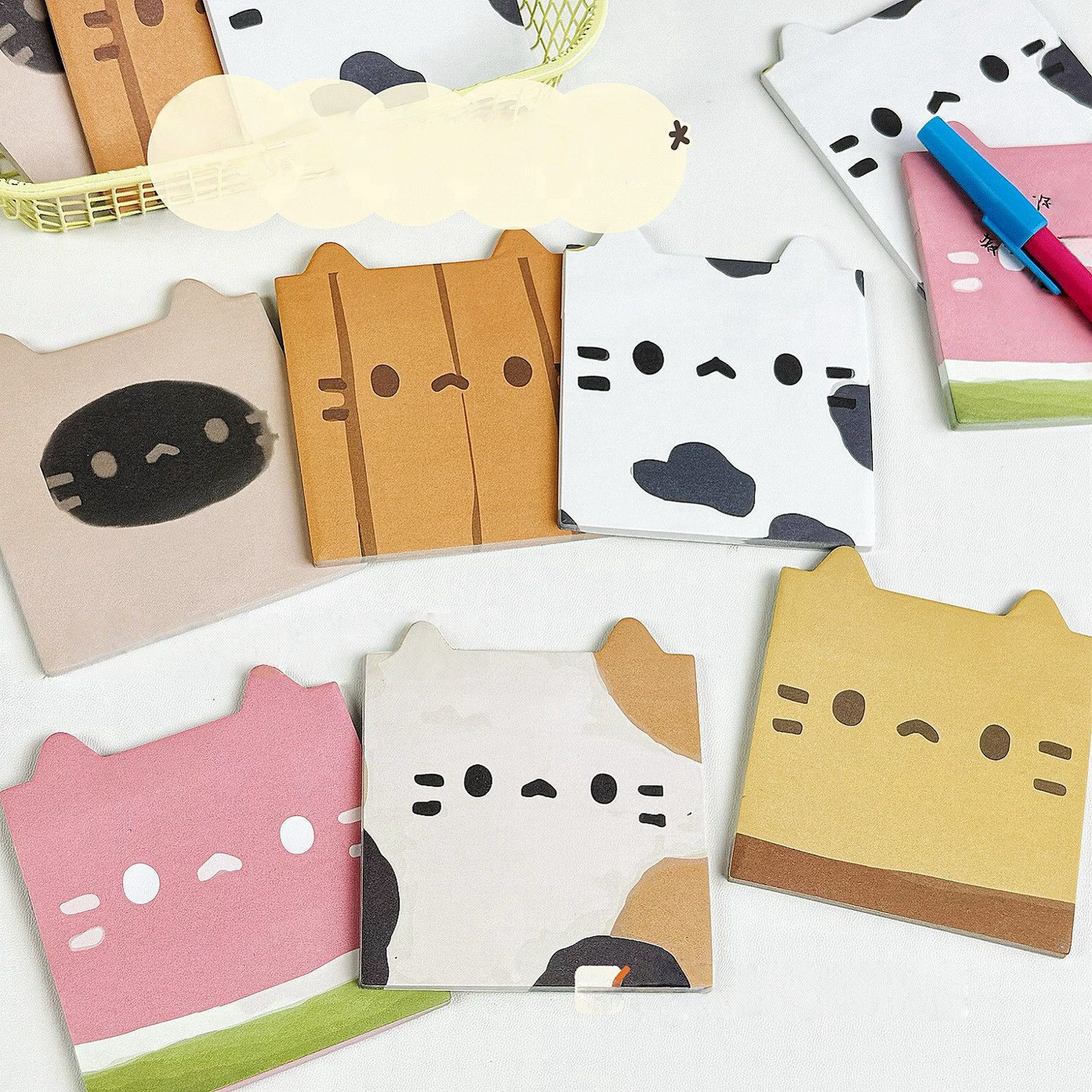 Cute Kitty Toast Sticky Note, 10-pcs