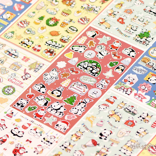 NEKONI Panda Christmas Sticker, 18-pcs