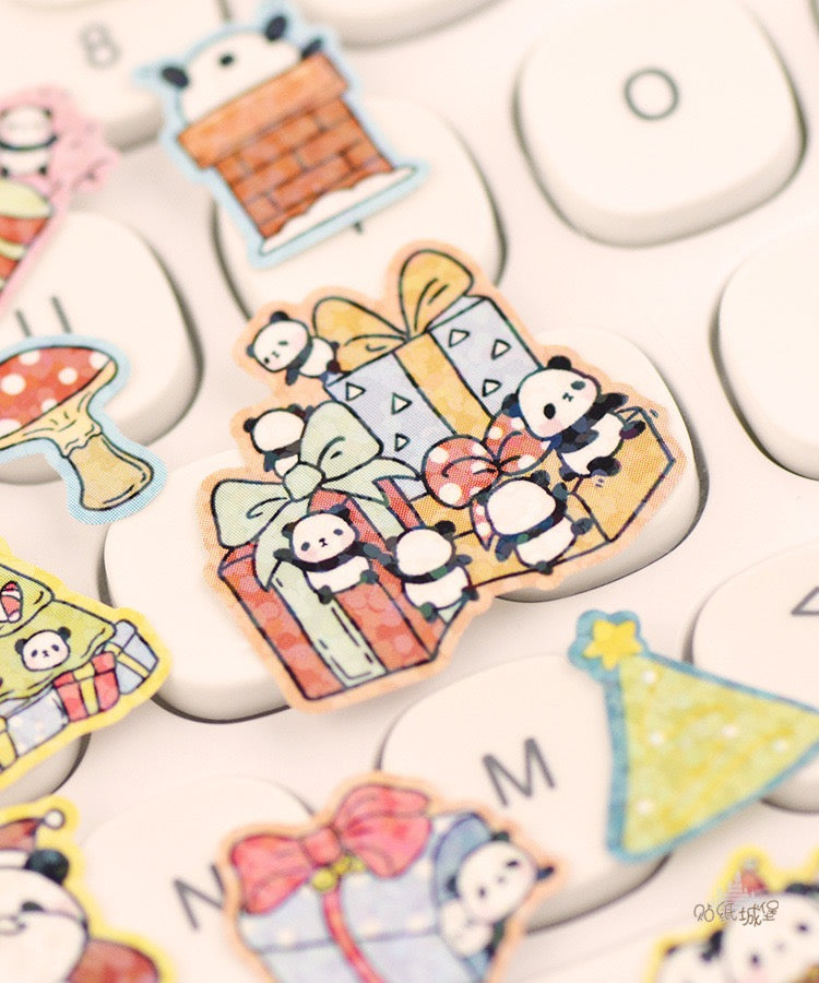 NEKONI Panda Christmas Sticker, 20-pcs