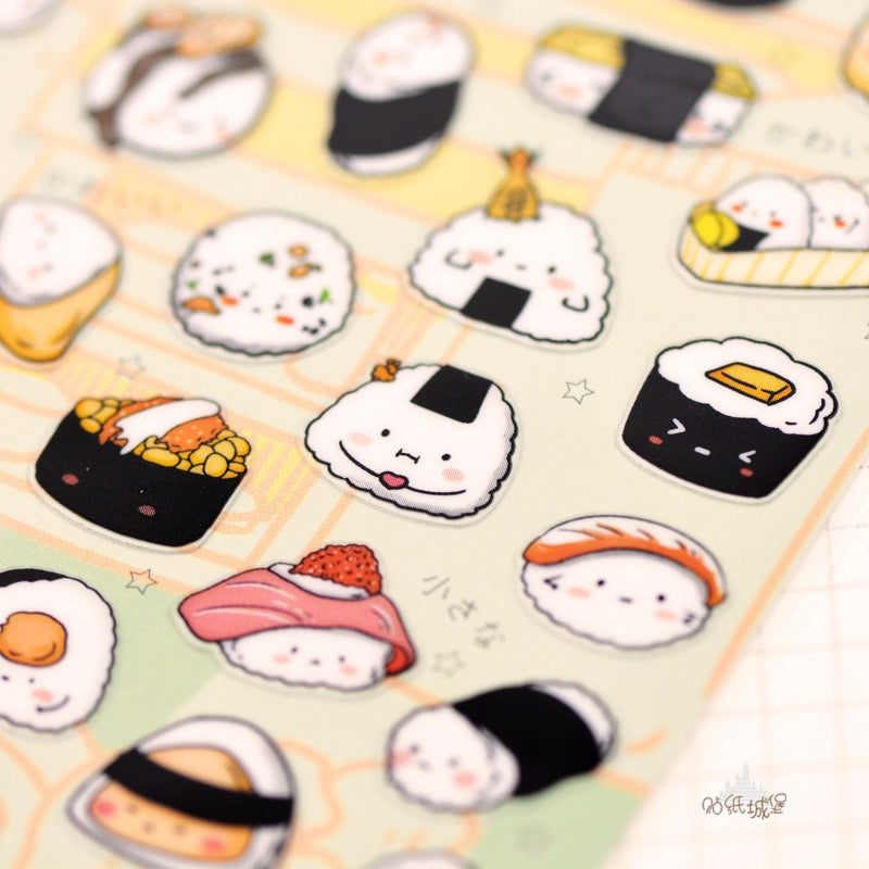 NEKONI Sushi rice ball sticker, 20-pcs