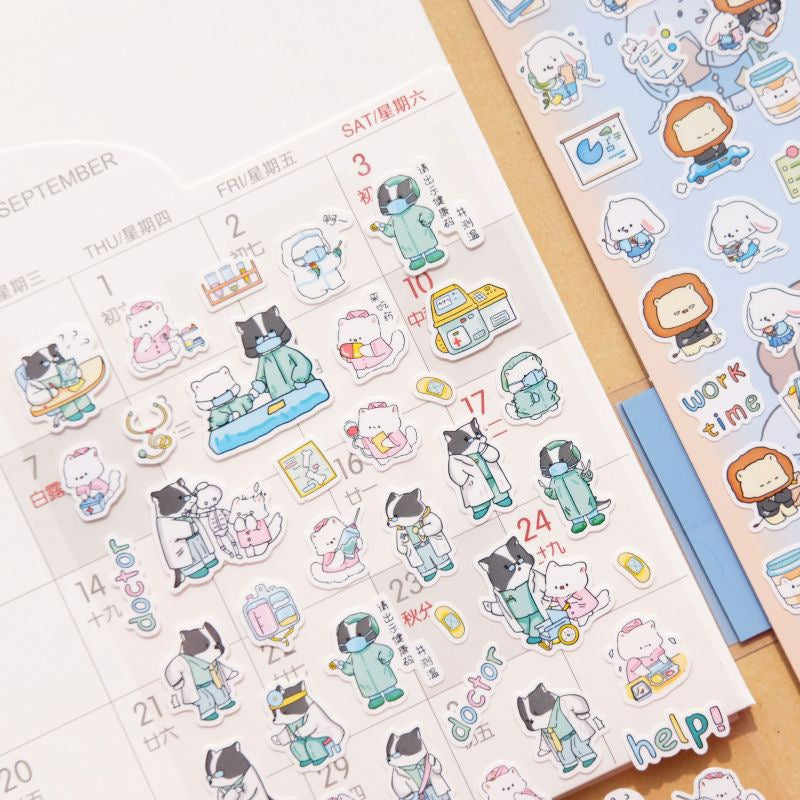 NEKONI animal inauguration series sticker, 18-pcs
