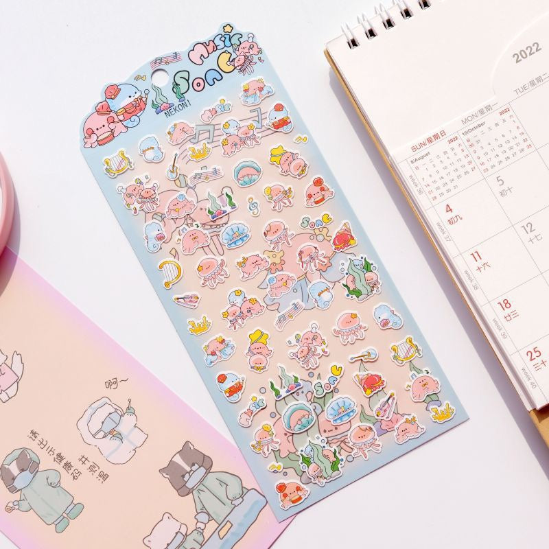 NEKONI animal inauguration series sticker, 18-pcs