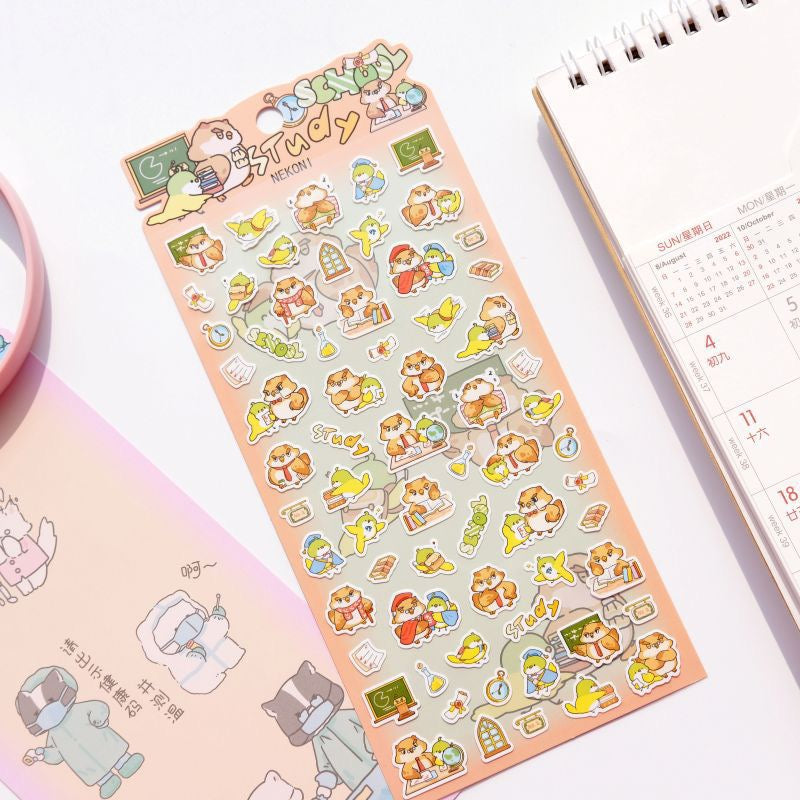 NEKONI animal inauguration series sticker, 18-pcs