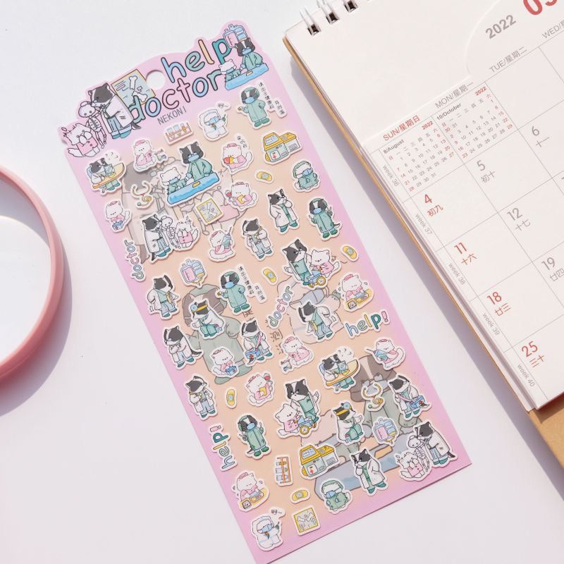 NEKONI animal inauguration series sticker, 18-pcs