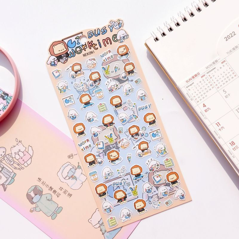 NEKONI animal inauguration series sticker, 18-pcs