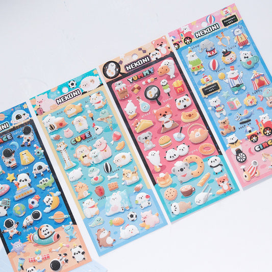 NEKONI Soft Space animal Sticker, 18-pcs