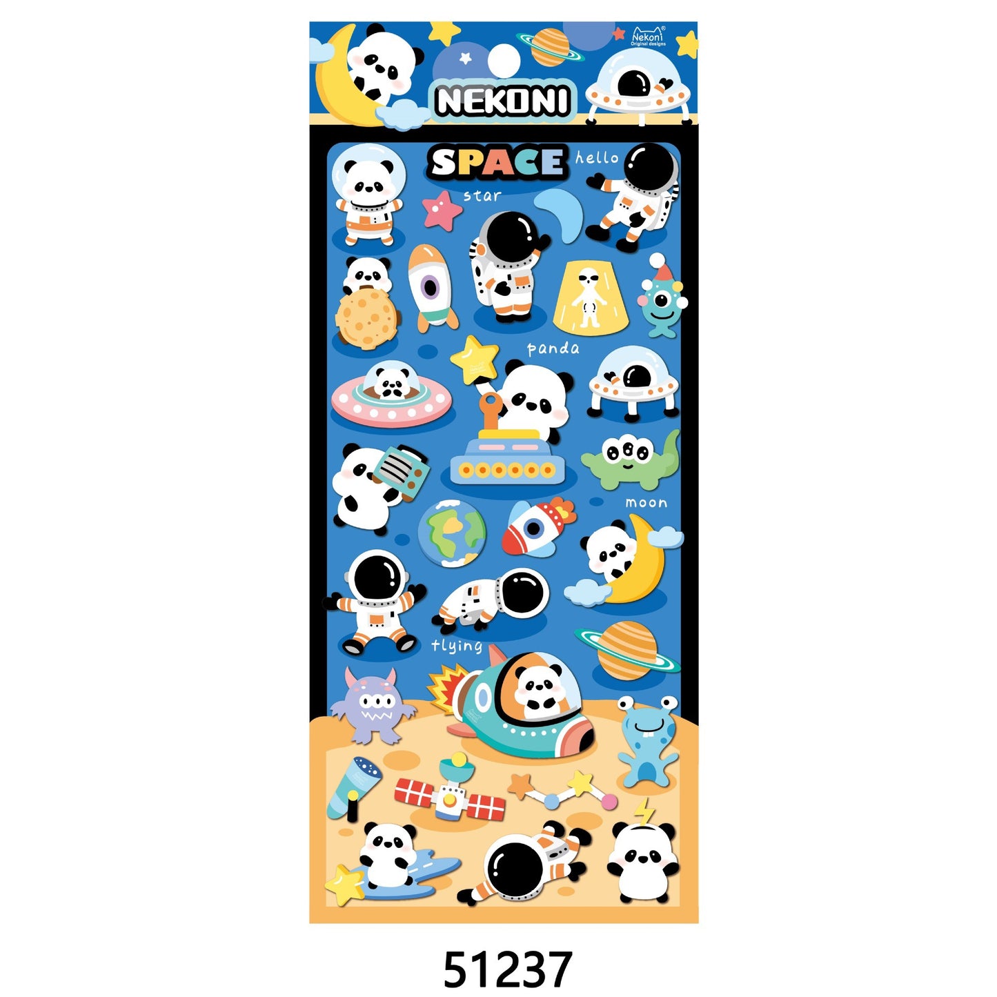 NEKONI Soft Space animal Sticker, 18-pcs