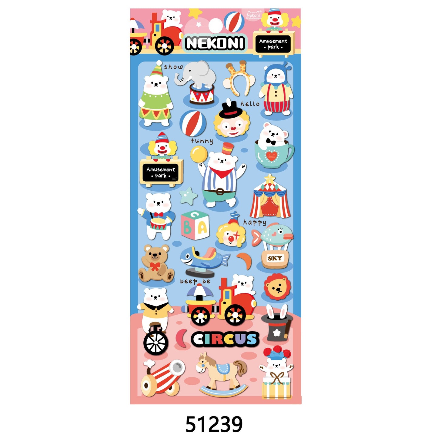 NEKONI Soft Space animal Sticker, 18-pcs