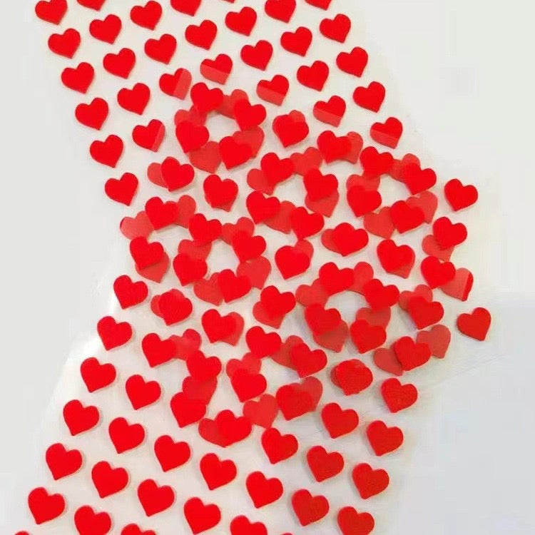 BONITO non-woven red heart mark sticker, 18-pcs