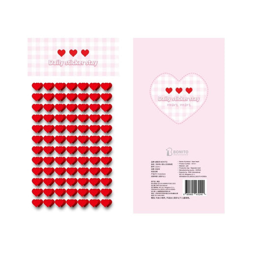 BONITO non-woven red heart mark sticker, 18-pcs