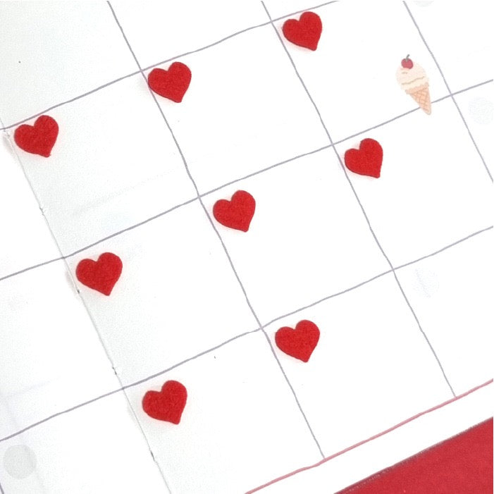 BONITO non-woven red heart mark sticker, 18-pcs