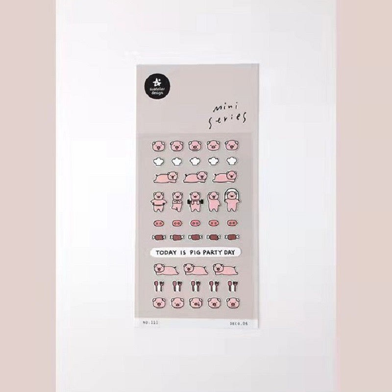 Suatelier cute pig sports diary sticker, 18-pcs