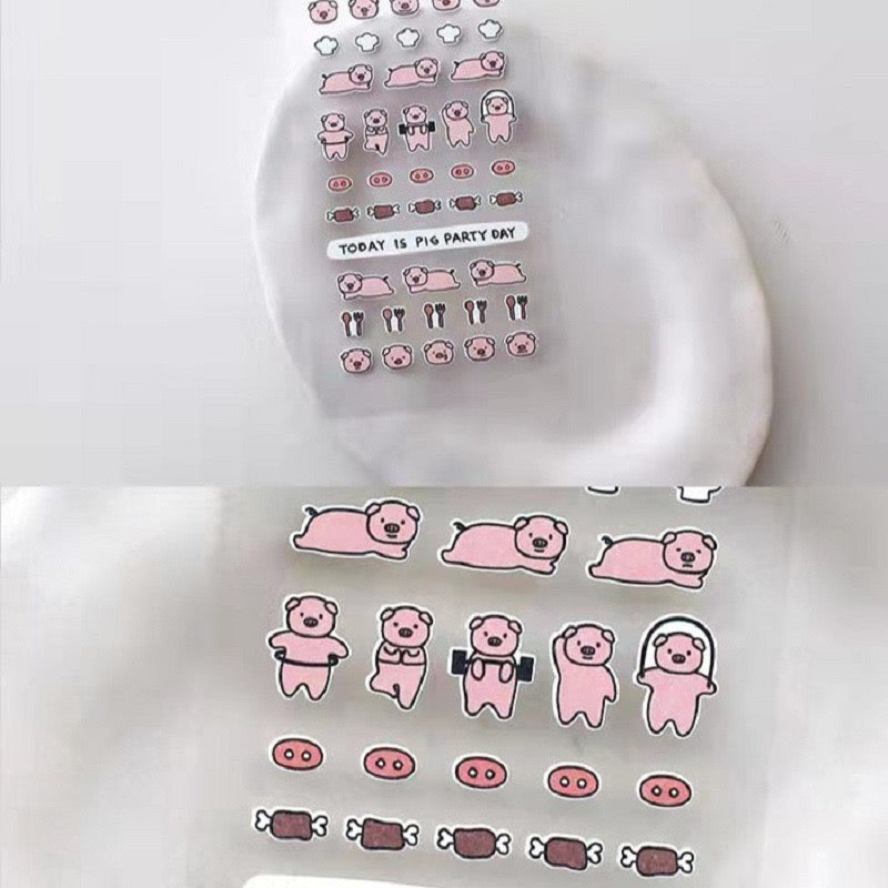 Suatelier cute pig sports diary sticker, 18-pcs