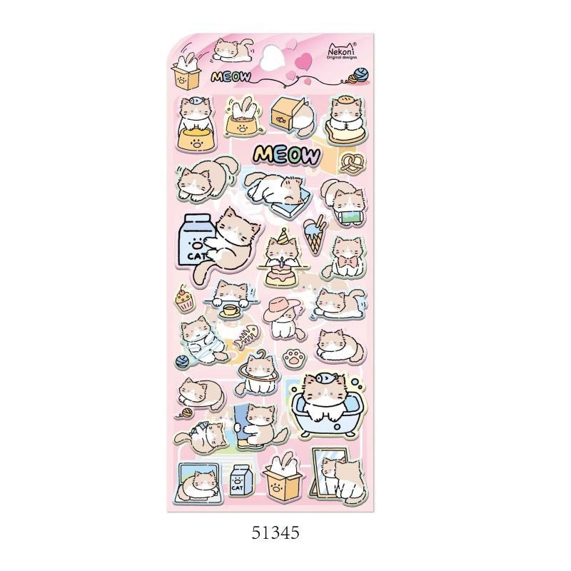 NEKONI Cute animal stereo foam sticker, 18-pcs
