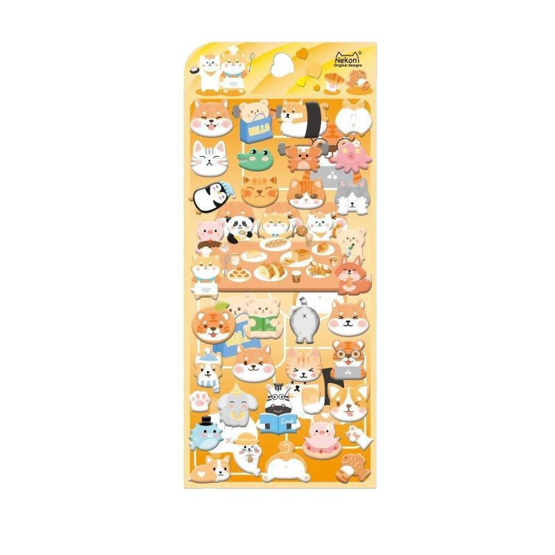 NEKONI Cute animal stereo foam sticker, 18-pcs
