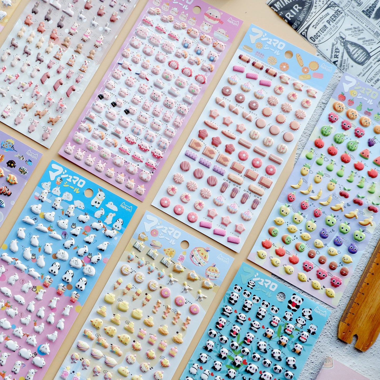 NEKONI Cute Mini Character Sticker, 18-pcs