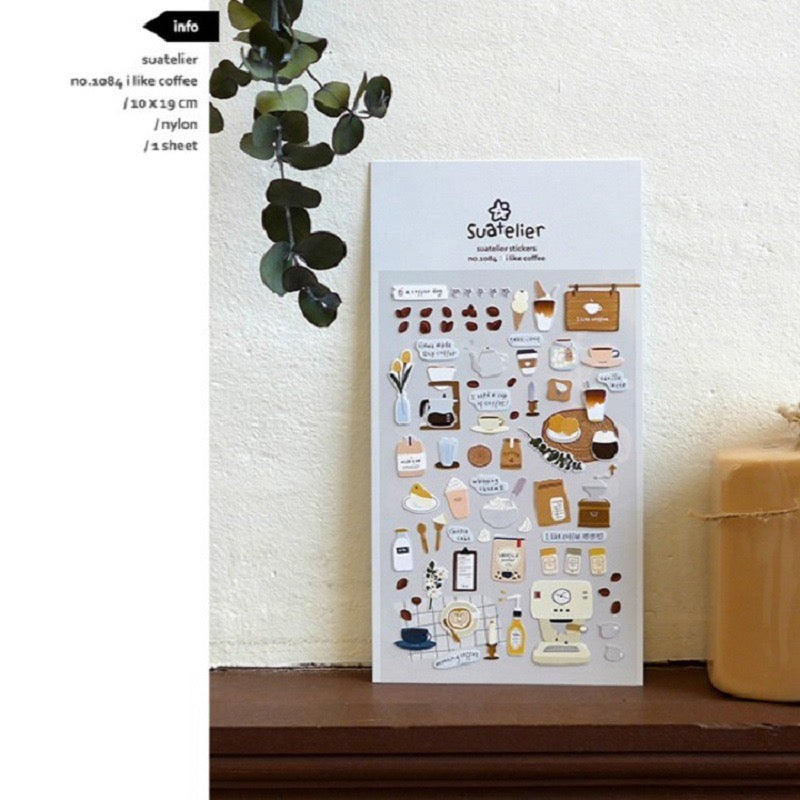 Suatelier Coffee and Dessert Shop Sticker, 18-pcs