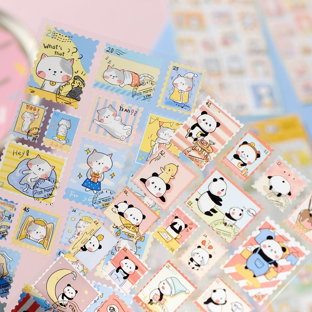 NEKONI Animal Stamps Stickers, 18-pcs