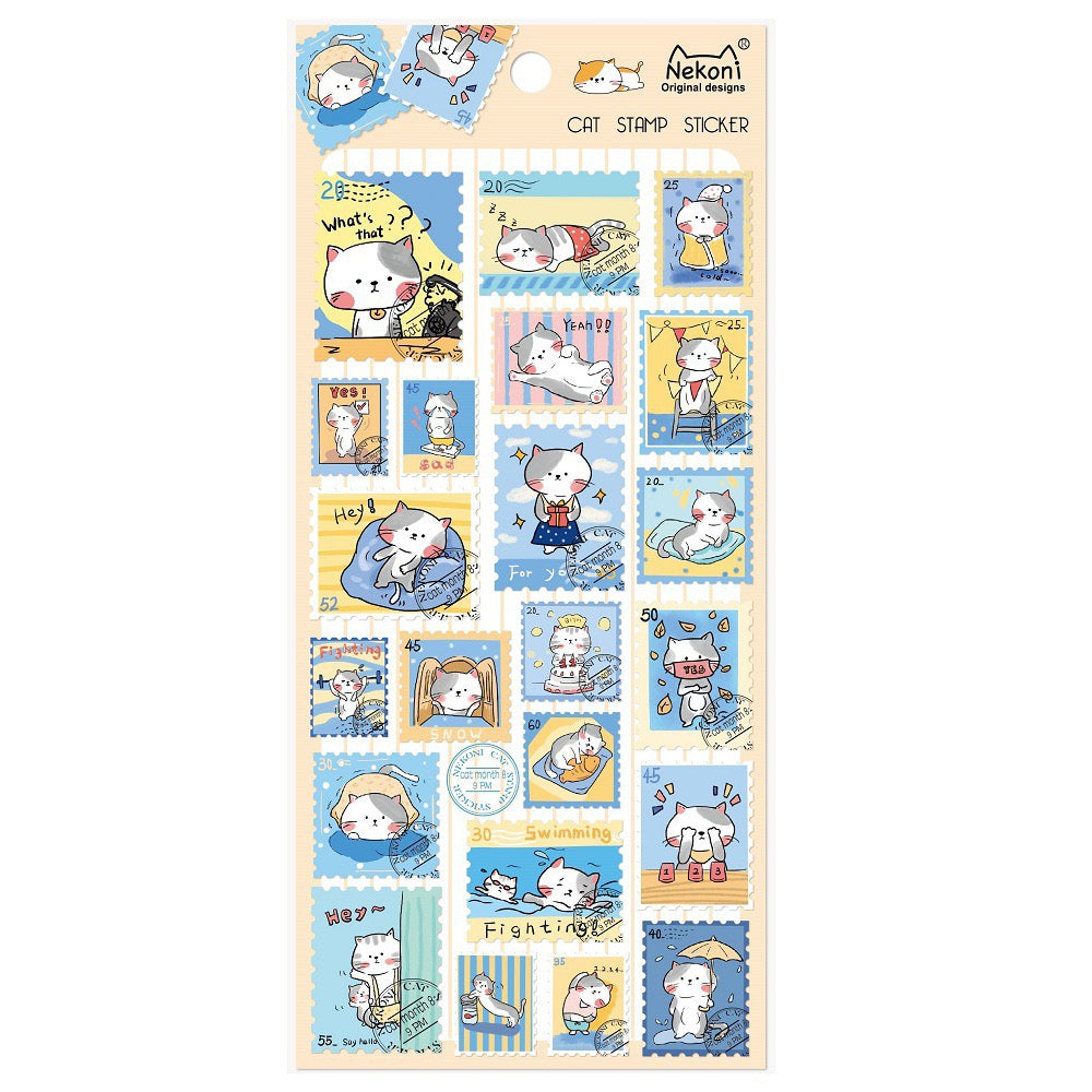 NEKONI Animal Stamps Stickers, 18-pcs