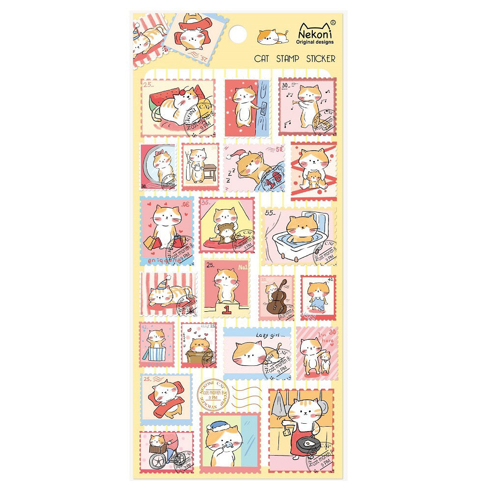 NEKONI Animal Stamps Stickers, 18-pcs